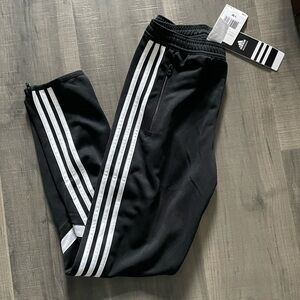 Adidas Black and White Sweatpants with Signature Stripes